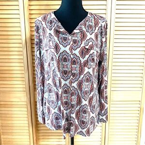 Dana Buchman Multicolor Paisley Blouse Top Shirt size large